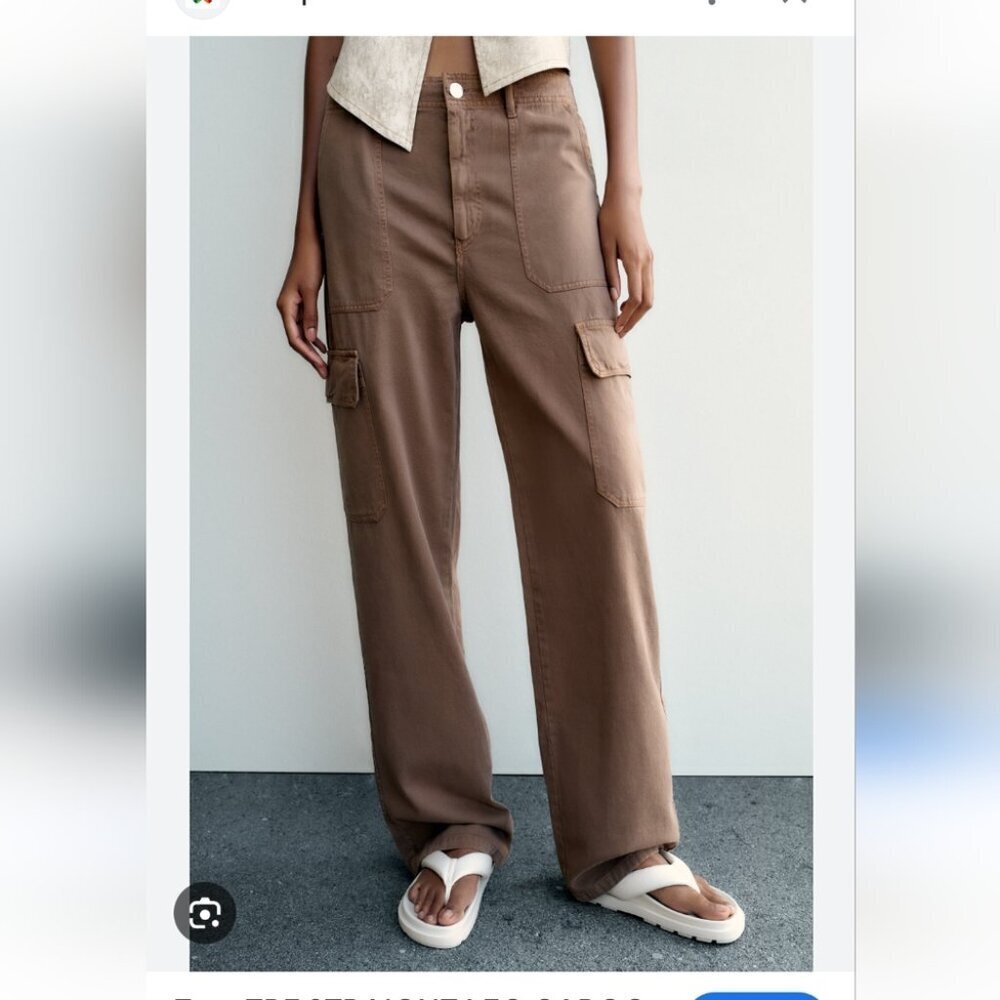 Zara high rise straight  leg Cargo pant